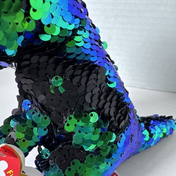 Beanie Boos Crunch The Dinosaur Flip Sequins Purple/Green/Black Sparkly Eyes 7" - Picture 7 of 7